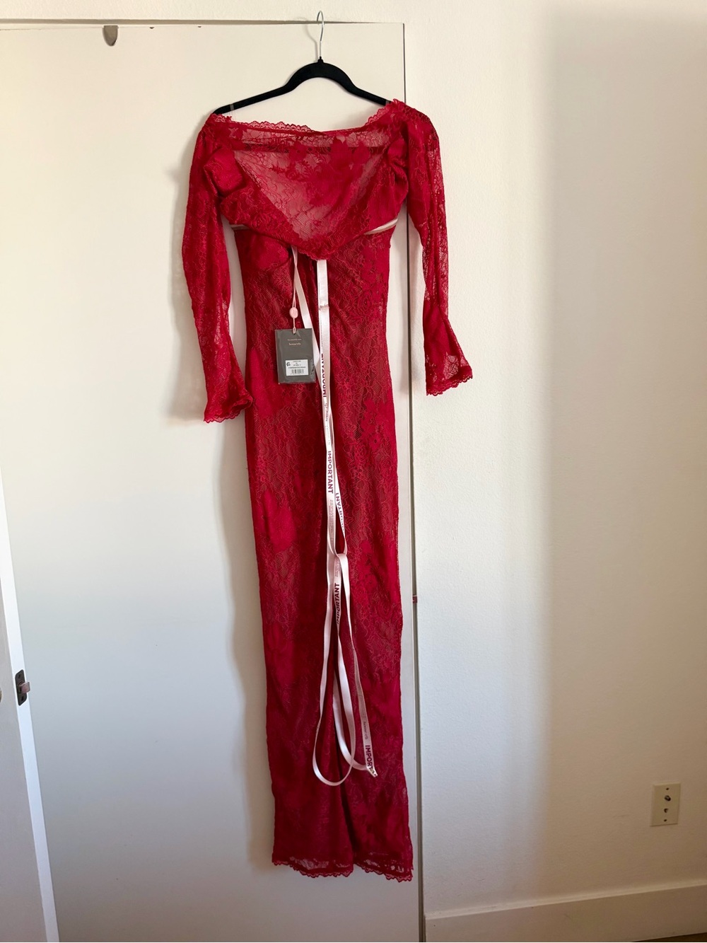 NWT! House of CB Lucienne Red Lace Embroidered Maxi Dress - Picture 10 of 10